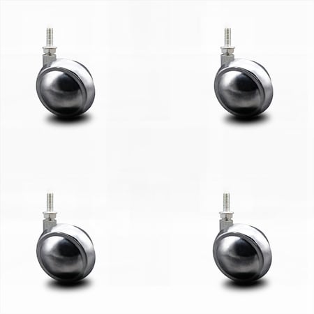 Service Caster 2.5 Inch Bright Chrome Metal Ball Caster - 5/16 Inch Threaded Stem, 4PK SCC-TS01S25-DCS-BC-5161878-4
